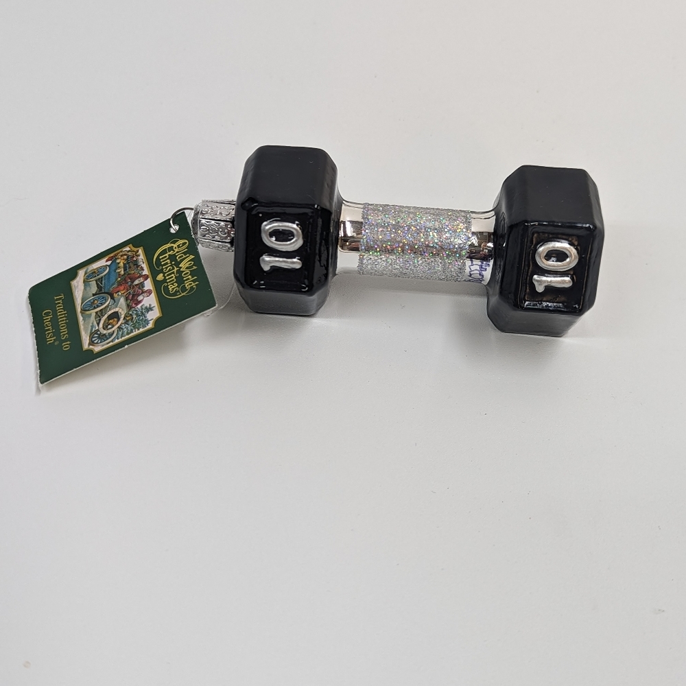 Ornament Glass Dumbbell Weight NWT Black/Silver